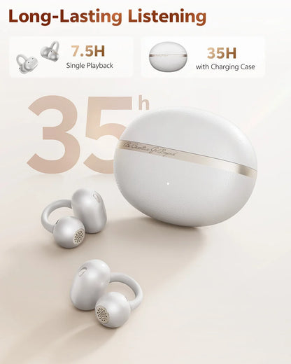 QCY Crossky C50 Open Ear Wireless Earbuds Bluetooth 6.0 Comfort Clip On Sports Earphone 4 Mic AI Clear Call Bass Boost Headphone