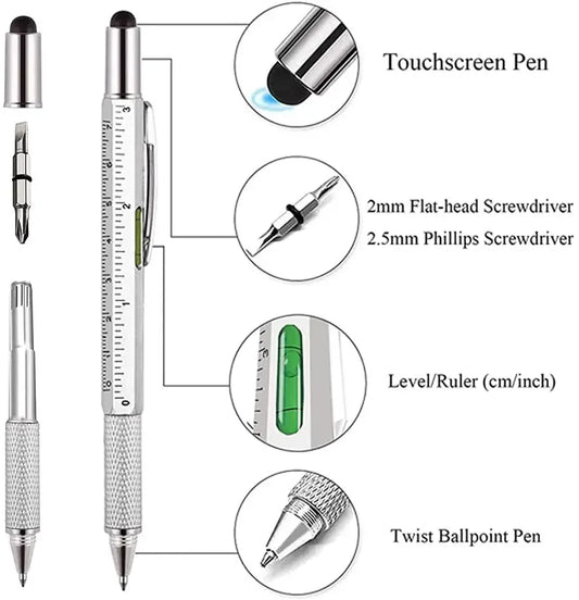 Multifunction 7 In 1 Pen With Stylus Touch Screen Screwdriver And Level Tool
