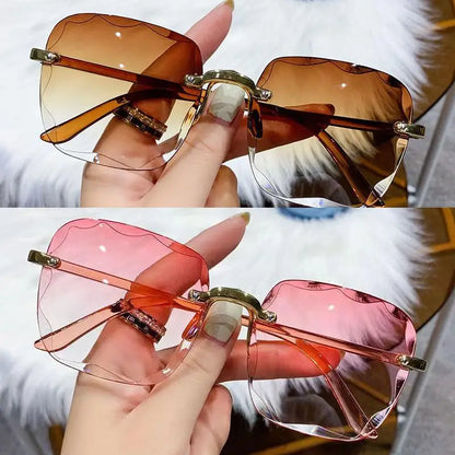 Frameless Sunglasses Y2K Gradient Fashion Korean Hip Pop Anti Ultraviolet Elegant Luxury Outdoor Travel Eyewear Women Unisex