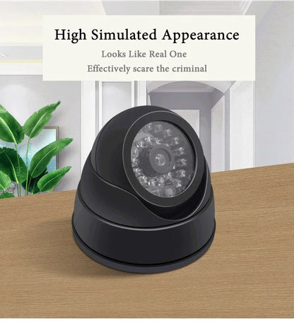Creative Black Plastic Dome CCTV Dummy Camera Flashing Led Fake Camera Power Via AA Battery Surveillance Security System
