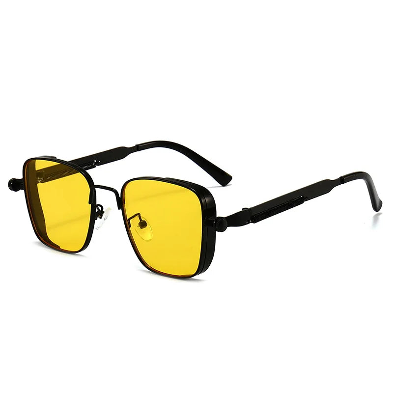 Retro Square-shaped Steampunk Men's Sunglasses With Protection Round Face Metal High-end Style Suitable For Advanced Men 8479