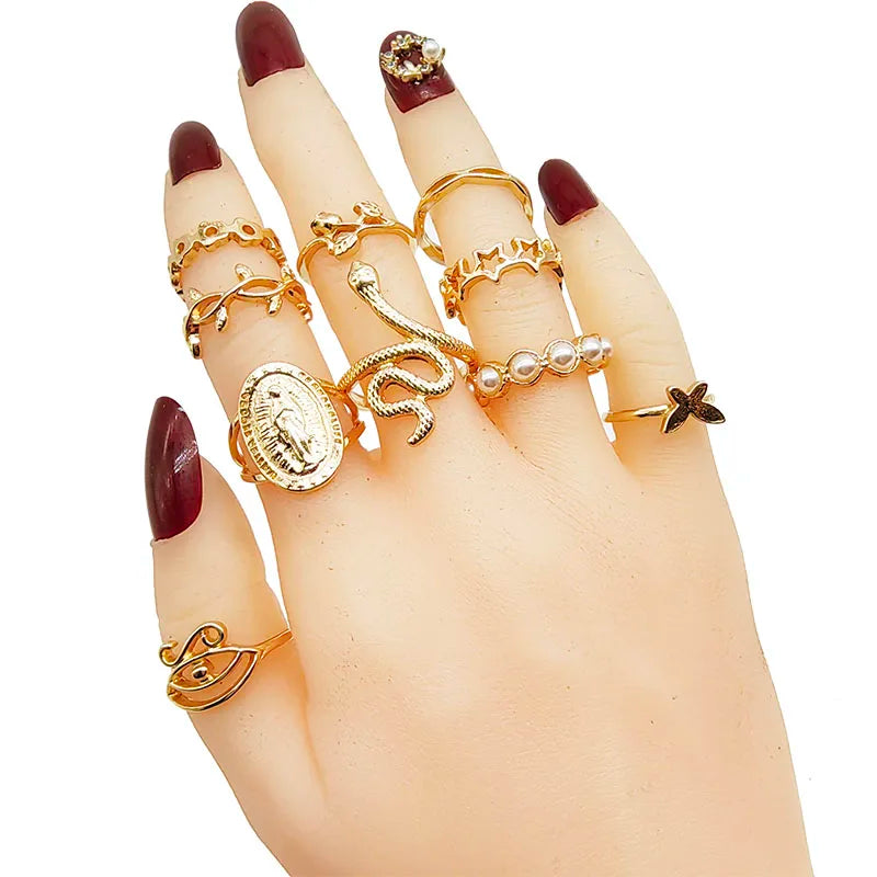 Silver Plated Zinc Alloy Women Rings With Flower Spider Snake Design