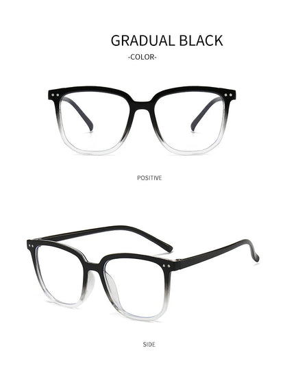 Minimalist Square Blue Light Blocking Glasses Personality Rivets Plain Face Slimming Unisex Clear Glasses 1962
