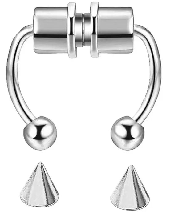 Magnetic Non Pierced Nose Ring Stainless Steel Horseshoe Hoop 2 Or 5 Pcs