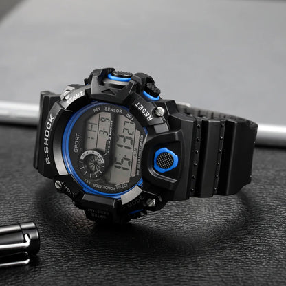 Fashion Men's Watch Sports Electronic Wristwatch Large dial Multifunctional Waterproof Luminous Alarm Kids Male's Military Watch