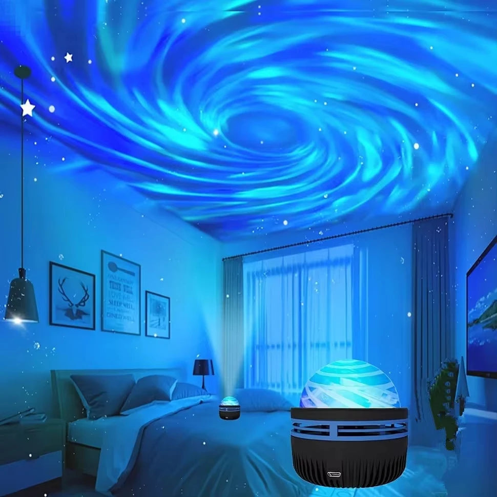 Galaxy Star Projector Night Light 7-Color Water Ripple and Aurora | ৭-রঙের গ্যালাক্সি স্টার প্রজেক্টর নাইট লাইট