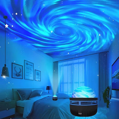 Galaxy Star Projector Night Light 7-Color Water Ripple and Aurora | ৭-রঙের গ্যালাক্সি স্টার প্রজেক্টর নাইট লাইট