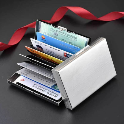 Stainless Steel RFID Anti-Theft Card Holder, Ultra Thin Anti-Demagnetization Metal Wallet, Portable Credit Purse for Men Women