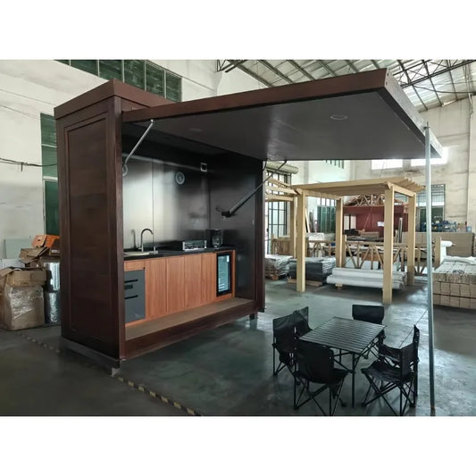 Customized Easy Install Electric Outdoor Kitchen Station Built In Sink Fridge Ideal For Home Backyard Barbecue Parties