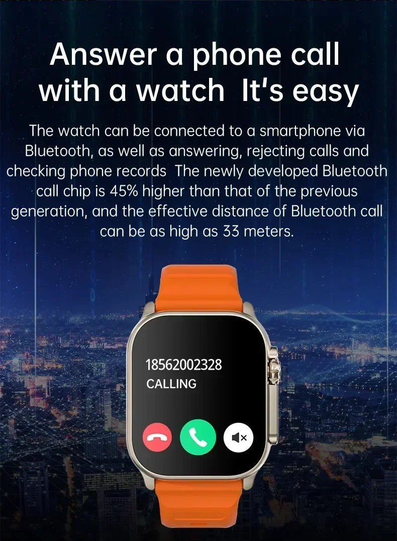 New Watch T10 Ultr Smart Watch Men 49mm 2.09 Inch NFC Women GPS Track Bluetooth Call BT Music Games Wireless Charging Smartwatch