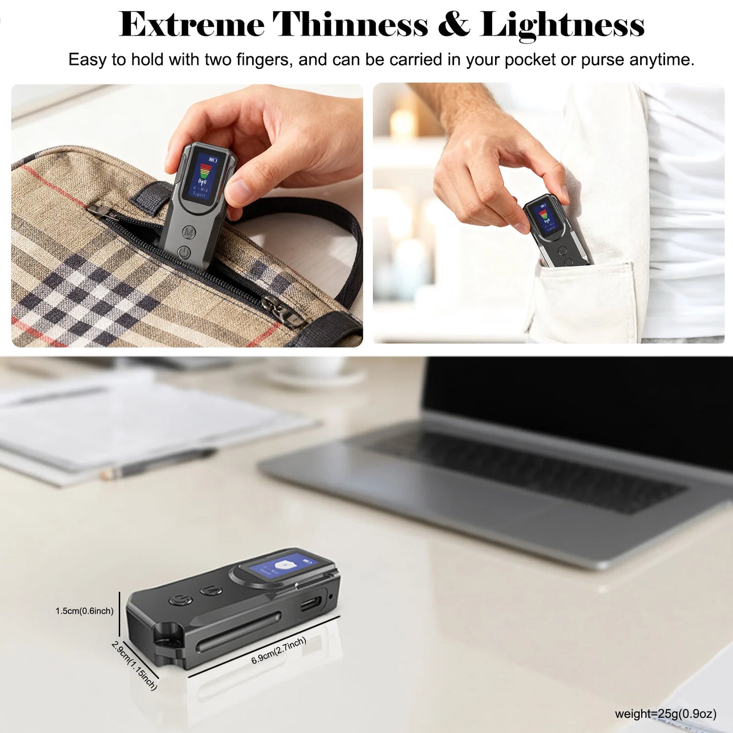 AI-Powered Portable RF Signal Scanner Hidden Camera Detector With HD Display Anti-Spy Device for Hotel And Travel Safety