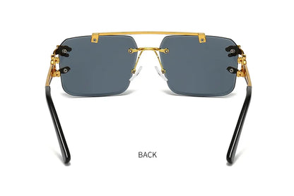 KAMMPT Vintage Rimless Sunglasses Men Women Fashion Oversized Square Shades Eyewear New Double Bridge Gradient UV400 Sun Glasses