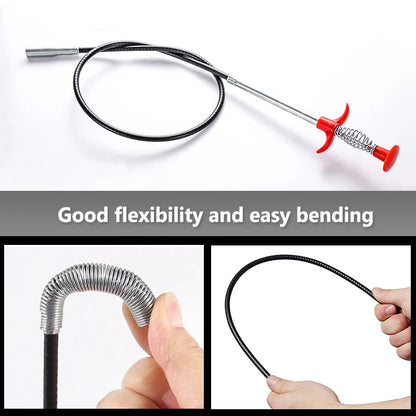 60cm Drain Snake Pipe Dredger Sink Clog Remover For Kitchen Household Use