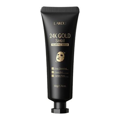 LAIKOU 24K Gold Snail Tear Off Mask, Deep Cleansing Pore Minimizing, Oil Control Blackhead Removal, Tightening Mask 50g