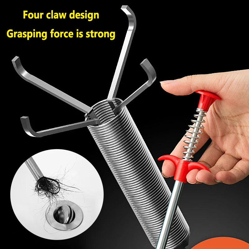 60cm Drain Snake Pipe Dredger Sink Clog Remover For Kitchen Household Use