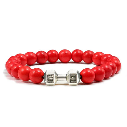 Natural Black Volcanic Lava Stone Dumbbell Bracelet Black Matte Beads Bracelets For Women Men Fitness Barbell Jewelry Pulseras