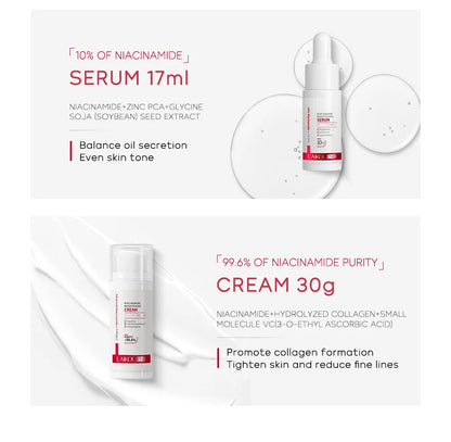 LAIKOU PRO Niacinamide Radiant Skin Care Set -Low PH Cleanser , Moisturizing Toner , Deep Nourishing Serum - Rejuvenate Cream
