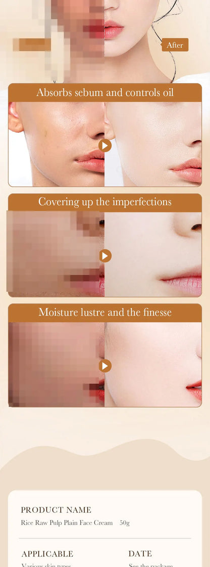 BIOAOUA Rice Raw Pure Non-Facial Cream Brightening and Rejuvenating Facial Brightening Cream