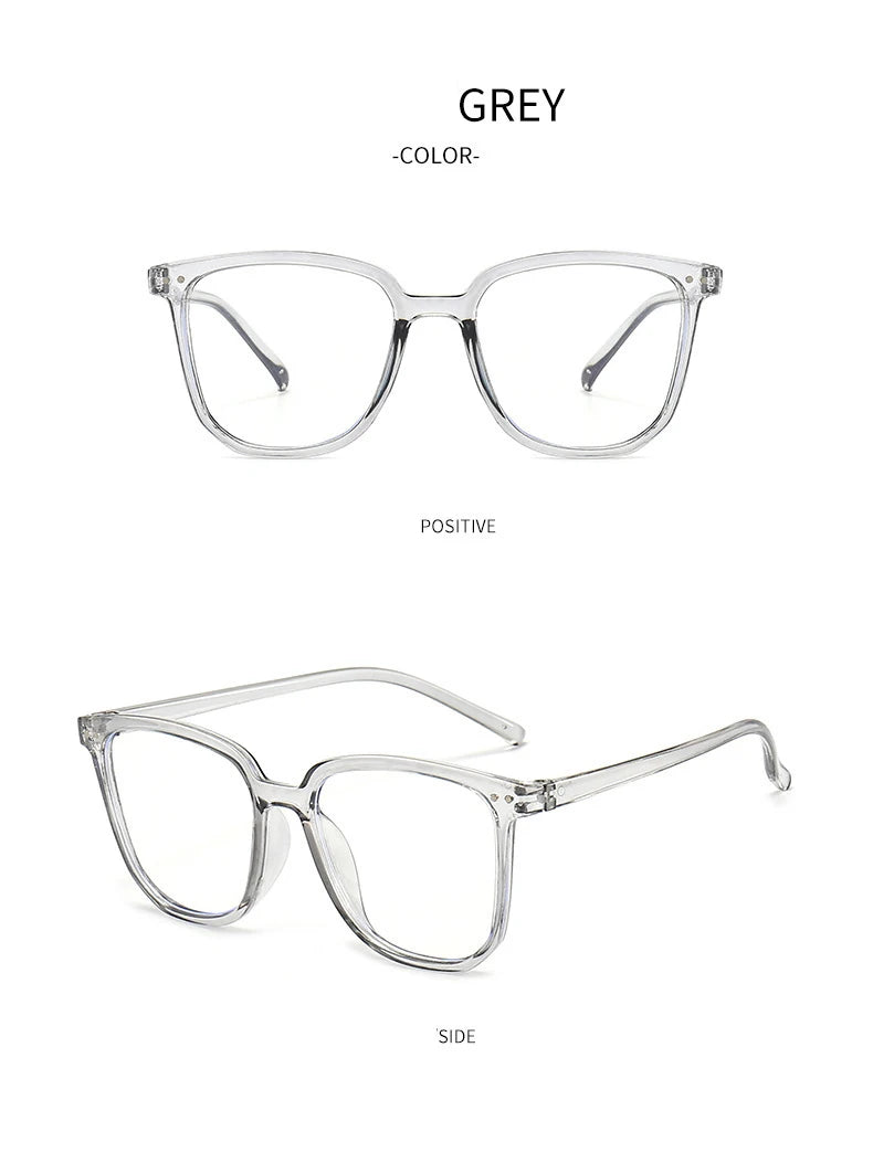 Minimalist Square Blue Light Blocking Glasses Personality Rivets Plain Face Slimming Unisex Clear Glasses 1962