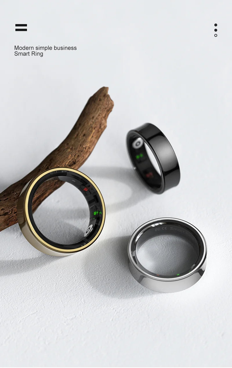 R09 Smart Ring Men Women with Charging Case,Heart Rate Blood Oxygen,Skin Temperature Monitor,5ATM Waterproof For Android iOS