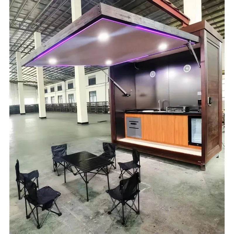 Customized Easy Install Electric Outdoor Kitchen Station Built In Sink Fridge Ideal For Home Backyard Barbecue Parties