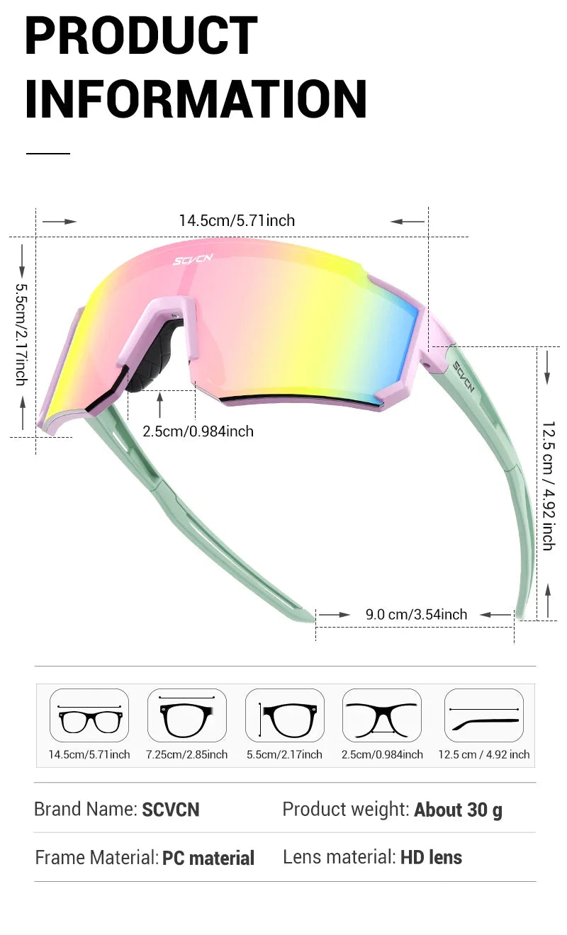 SCVCN New Outdoor Cycling Sunglasses Men Women MTB Driving Bike Glasses Sports Climbing Protective Glasses Bicycle UV400 Goggles