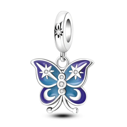 Colorful 925 Silver Plated Butterfly Zircon Charm Bead For Diy Bracelets