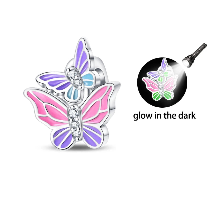 Colorful 925 Silver Plated Butterfly Zircon Charm Bead For Diy Bracelets