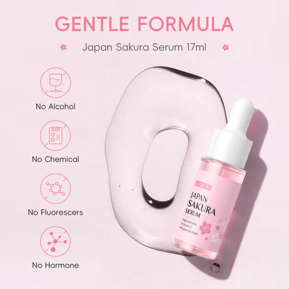 LAIKOU Japan Sakura Serum 17ml Tighten Pores Moisturizing Balance Skin Tone Brightening Facial Essence