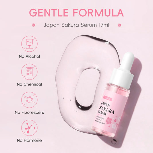 LAIKOU Japan Sakura Serum 17ml Tighten Pores Moisturizing Balance Skin Tone Brightening Facial Essence