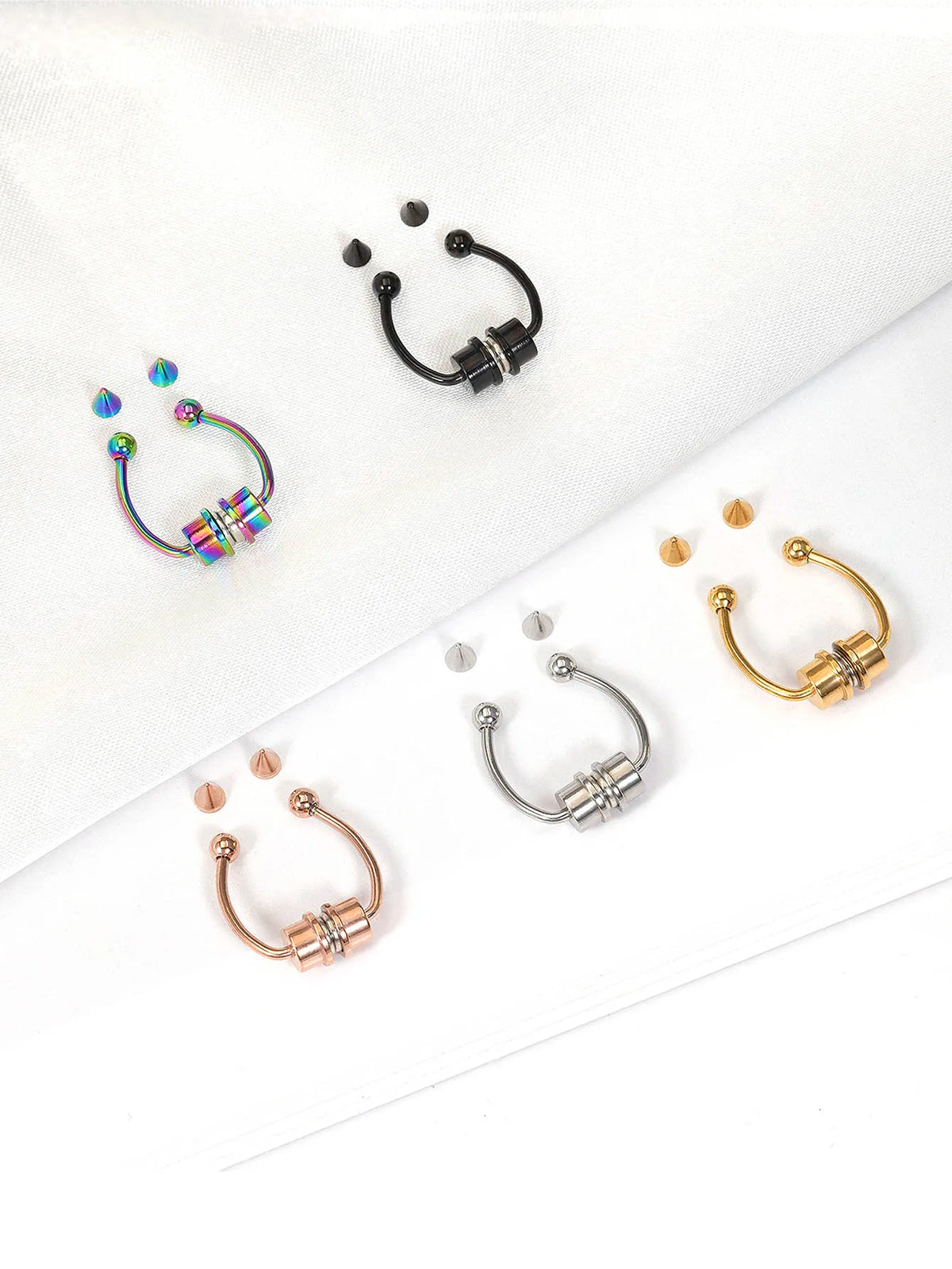 Magnetic Non Pierced Nose Ring Stainless Steel Horseshoe Hoop 2 Or 5 Pcs