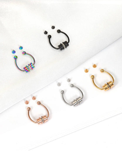 Magnetic Non Pierced Nose Ring Stainless Steel Horseshoe Hoop 2 Or 5 Pcs