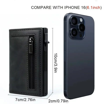 Magnetic Credit Card Holder Luxury Men Wallet Rfid Blocking Pop Up Minimalist Wallet Leather Bank Cardholder Case Vallet for Men