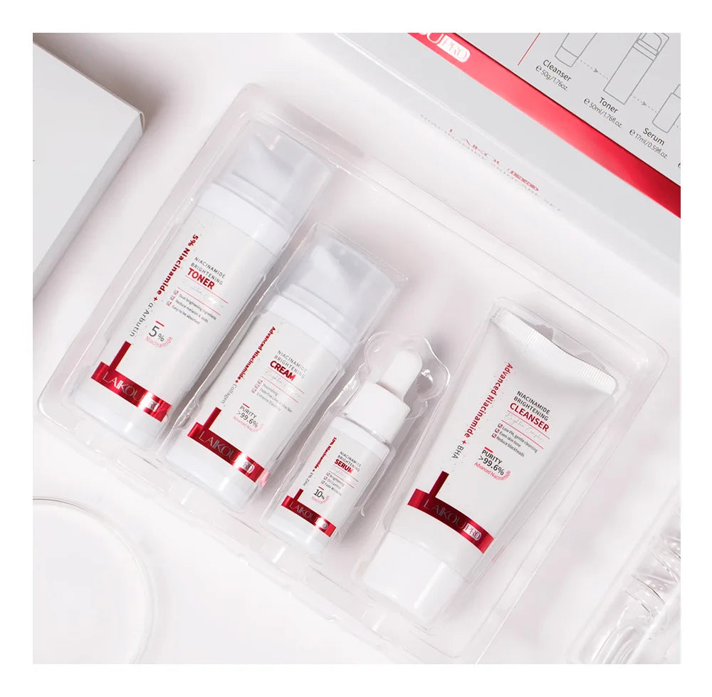 LAIKOU PRO Niacinamide Radiant Skin Care Set -Low PH Cleanser , Moisturizing Toner , Deep Nourishing Serum - Rejuvenate Cream