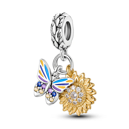 Colorful 925 Silver Plated Butterfly Zircon Charm Bead For Diy Bracelets