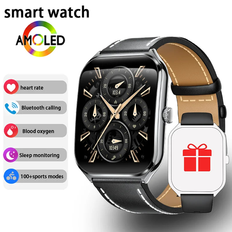 New Ultra Thin Smart Watch Men 1.96' AMOLED HD Pixel Display Always Show Time BT Call Reminder Smartwatch Ladies For Android iOS