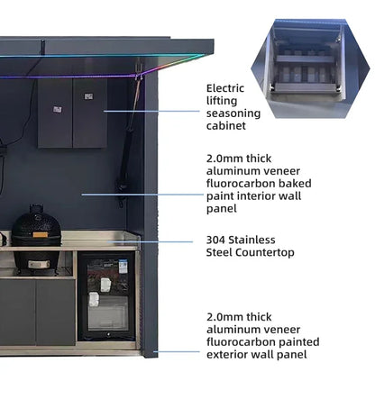 Customized Easy Install Electric Outdoor Kitchen Station Built In Sink Fridge Ideal For Home Backyard Barbecue Parties
