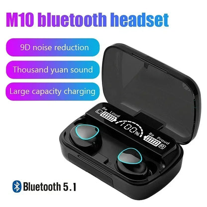 TWS M10 Wireless Bluetooth Headset with Charge Box for Phone Noise Cancelling Mic Earbuds LED Display Headphones Sport Earphones