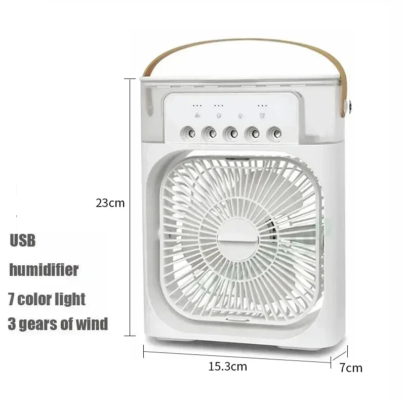 Mini 3 In 1 USB Air Cooler Portable Desk Humidifier Fan With LED Night Light