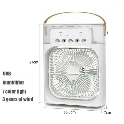 Mini 3 In 1 USB Air Cooler Portable Desk Humidifier Fan With LED Night Light