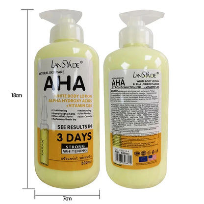 500ml Whitening Body Cream AHA Hydroxy Acids Vitamin C&E Moisturizing Lightening Body Lotion Remove Acne Marks Skin Care