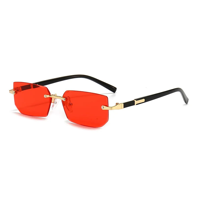 Rimless Sunglasses Rectangle Fashion Popular Women Men Shades Small Square Sun Glasses For Female Male Summer Traveling Glasses