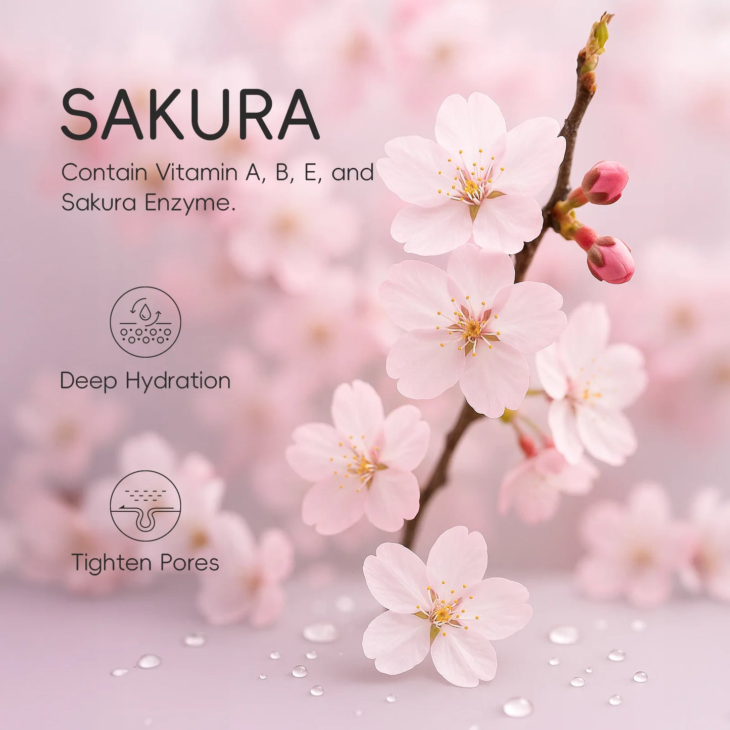 LAIKOU Sakura Roller Eye Serum 15ml Moisturizing Eye Care Reduce Dark Circles Puffiness Fine Lines Anti Aging Brightening Eye