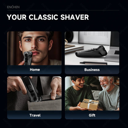 ENCHEN Blackstone Electrical Rotary Shaver for Men 3D Floating Blade Washable Type-C USB Rechargeable Shaving Beard Machine