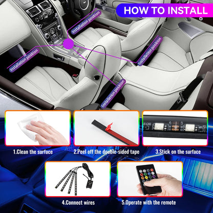 Automotive Ambient Light Foot Interior Modification LED Ambient Light Car USB/Cig Music Atmosphere Decorative Strip Lamp