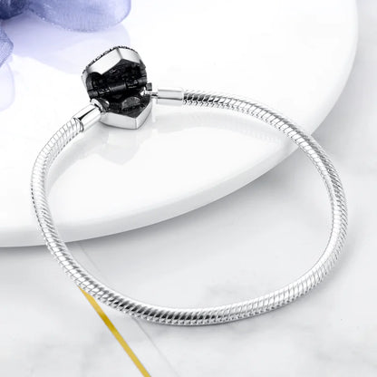 Fashion S925 Silver Plated Peach Heart Love Sparkling Zircon Bracelet For Women Fit DIY Charms Beads Fine DIY Birthday Jewelry