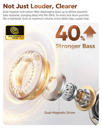 QCY Crossky C50 Open Ear Wireless Earbuds Bluetooth 6.0 Comfort Clip On Sports Earphone 4 Mic AI Clear Call Bass Boost Headphone