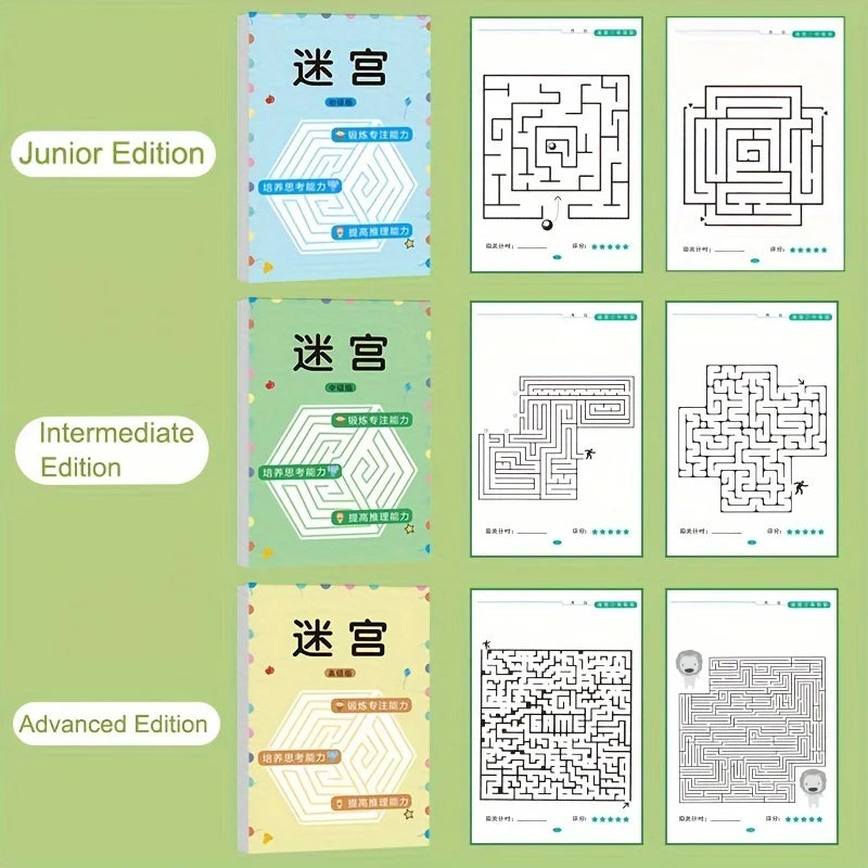 32-Page Children's Maze Game Book for Student Concentration Training, Intelligence Development, Early Education Toys, and Children