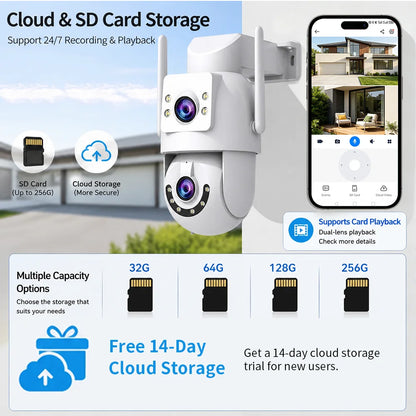 Jooan 4K 8MP HD Wifi PTZ Camera Outdoor 5G Wifi Dual Lens Security IP Cameras 5X Zoom AI Tracking ONVIF CCTV Surveillance Camera