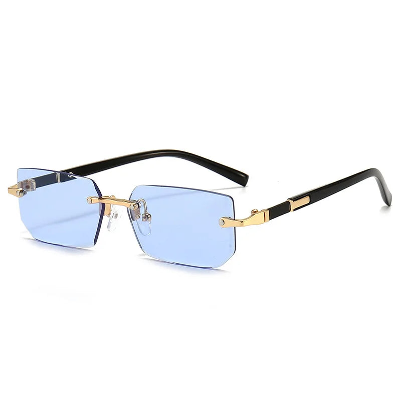 Rimless Sunglasses Rectangle Fashion Popular Women Men Shades Small Square Sun Glasses For Female Male Summer Traveling Glasses